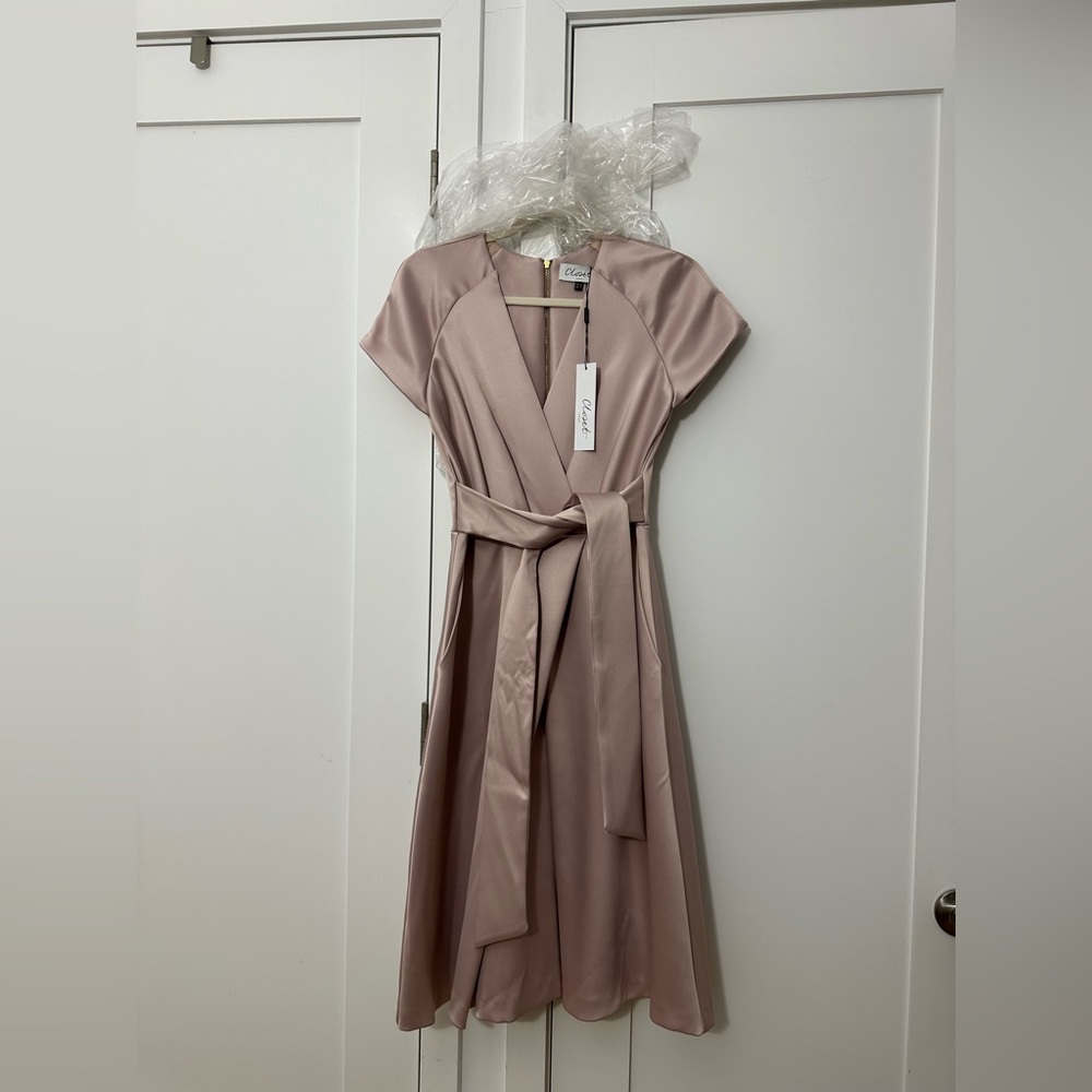 Closet London tie waist blush dress brand new - Picture 2 of 8
